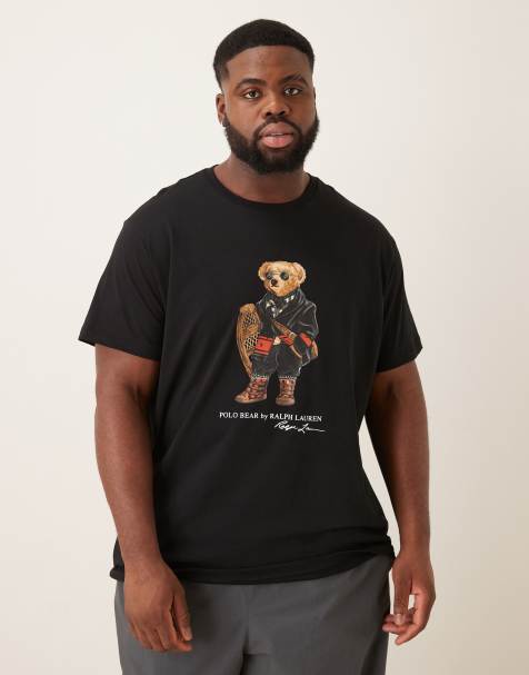 Polo Ralph Lauren – Big & Tall – Svart t-shirt med klassisk passform och Holiday Bear-tryck - view 1