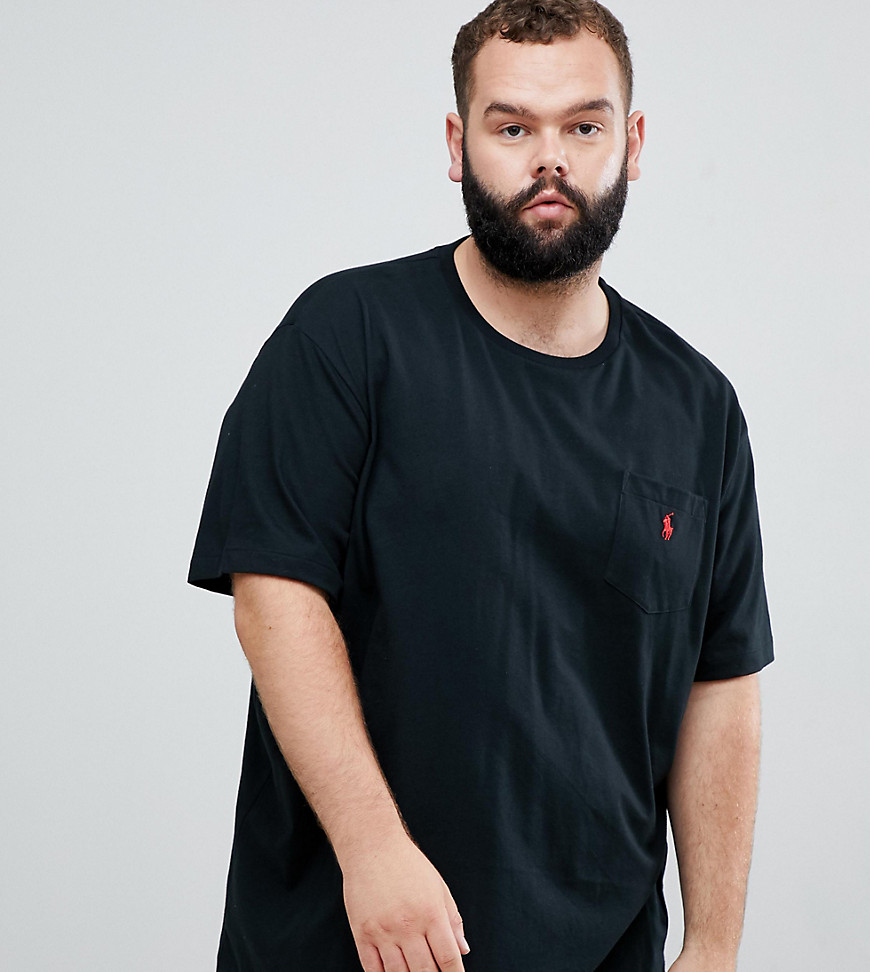 Polo Ralph Lauren – Big & Tall – Svart t-shirt med rund halsringning och logga