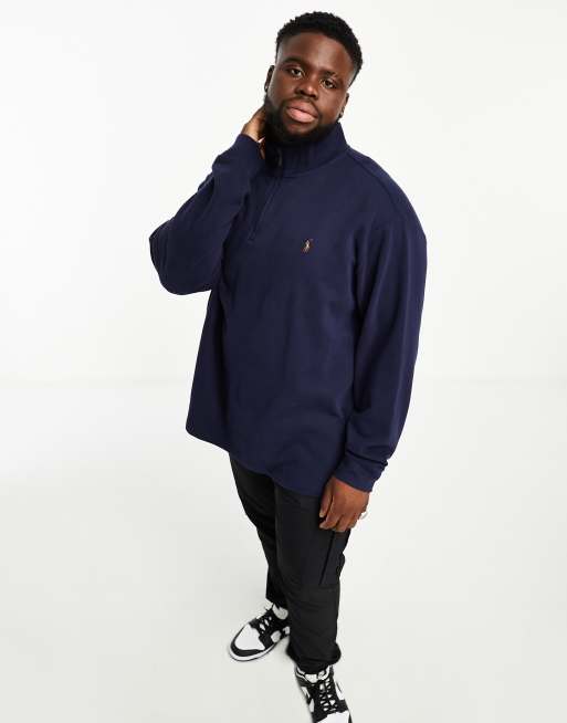 Polo Ralph Lauren Big & Tall - Sweat en maille double avec demi-fermeture éclair et logo emblématique multicolore - Bleu marine
