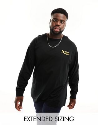Polo Ralph Lauren Big & Tall gold RRL logo long sleeve t-shirt in polo black - ASOS Price Checker