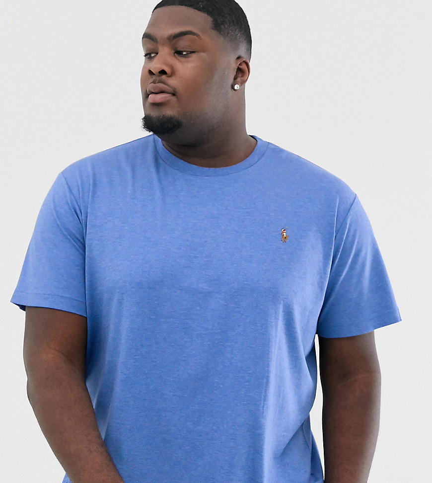 Polo Ralph Lauren Big & Tall - T-shirt blu mélange con logo icona