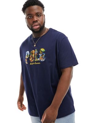 Polo Ralph Lauren Big & Tall floral logo t-shirt classic oversized fit in navy - ASOS Price Checker