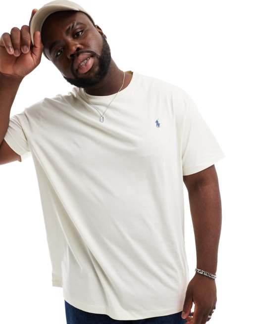 Polo Ralph Lauren Big & Tall - T-shirt crema con logo iconico