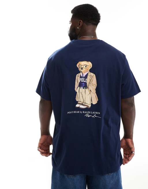 Polo Ralph Lauren Big & Tall - T-shirt met klassieke pasvorm en heritage-beerprint in marineblauw