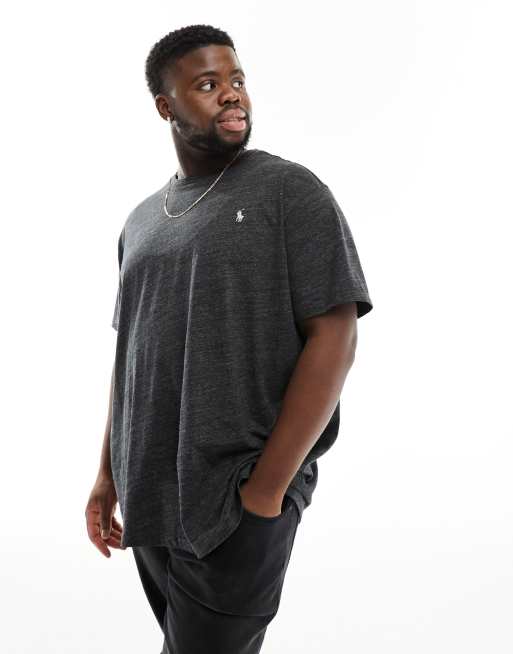 Polo Ralph Lauren Big & Tall - T-shirt met klassieke pasvorm en icoonlogo in gemêleerd zwart