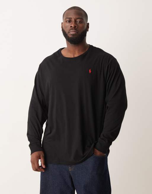 Polo Ralph Lauren - Big & Tall - T-shirt met lange mouwen en logo in zwart