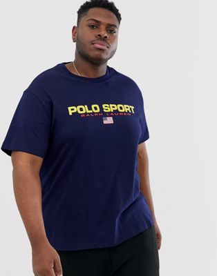 Polo Ralph Lauren - Big & Tall - T-shirt met retro sport-logo in marineblauw