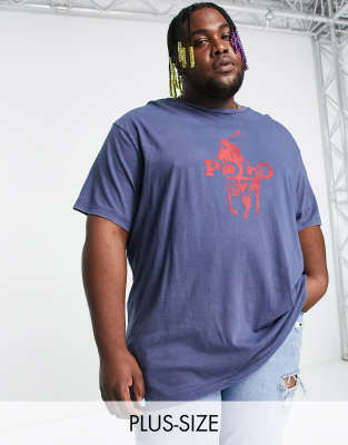 Polo Ralph Lauren Big & Tall t-shirt with large player logo print in navy - ASOS Price Checker