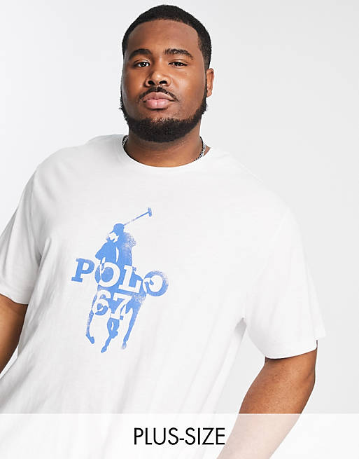 Polo Ralph Lauren Big & Tall t-shirt with large player logo print in white  | ASOS