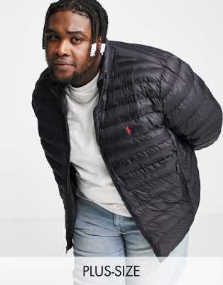 Polo Ralph Lauren Big & Tall Terra Pony Logo Recycled Nylon Puffer Jacket In Black In Black