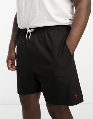 Polo Ralph Lauren Big & Tall Traveler icon logo mid swim shorts in black