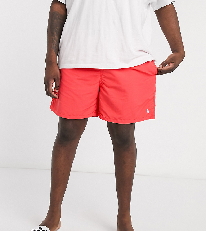 Polo Ralph Lauren Big & Tall – Traveler – Röda badshorts med spelarlogga