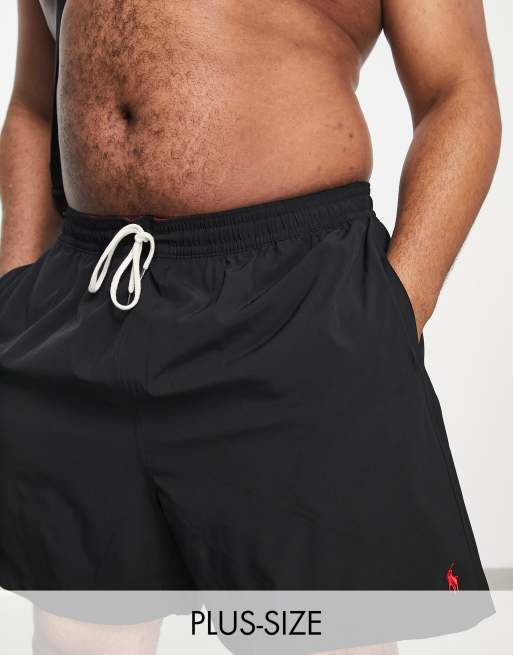 Polo Ralph Lauren Big Tall Traveller icon logo swim shorts in black