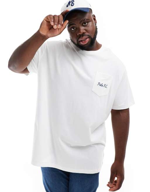 Polo Ralph Lauren Big Tall varsity bear back print pocket t shirt classic fit in white ASOS