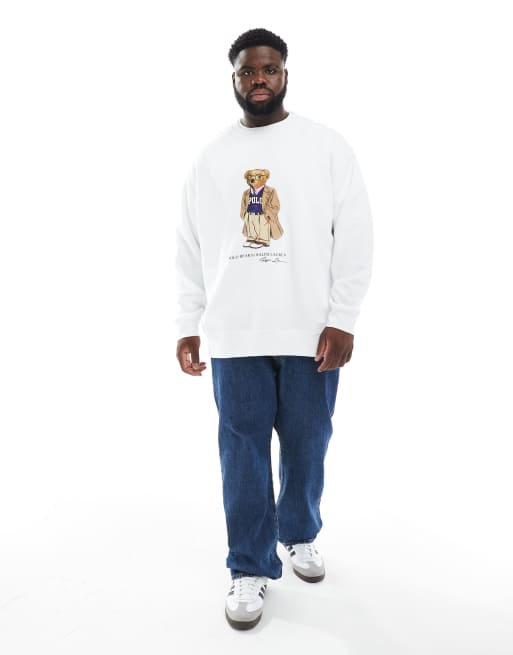 Polo Ralph Lauren Big & Tall – Vit sweatshirt med Polo Bear-tryck, 2 av 5