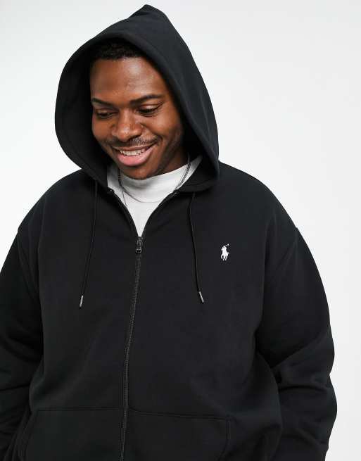 Polo Ralph Lauren Big & Tall zip up hoodie in black | ASOS