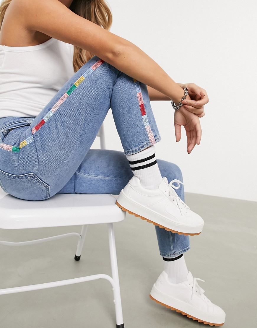 Polo Ralph Lauren – Blå boyfriend jeans med tejpade detaljer