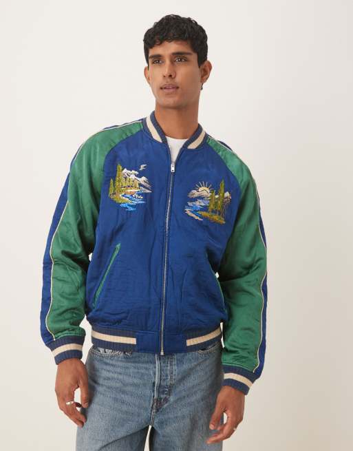 Polo Ralph Lauren - Blå/grøn bomber-jakke med grafisk print, 3 af 5