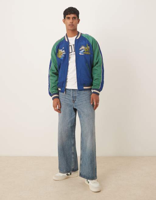 Polo Ralph Lauren - Blå/grøn bomber-jakke med grafisk print, 4 af 5