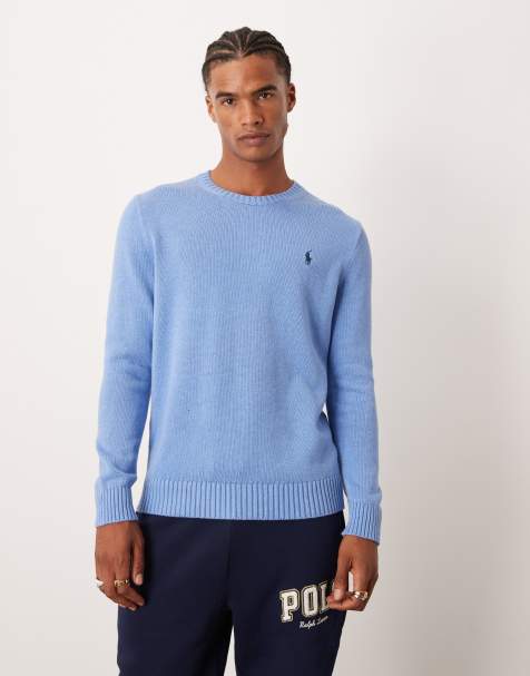 Polo Ralph Lauren - Blå kabelstrikket sweatshirt med lange ærmer og ikonlogo - view 1
