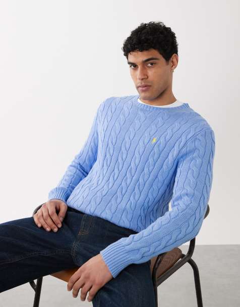 Polo Ralph Lauren - Blå kabelstrikket trøje med ikonlogo - view 1