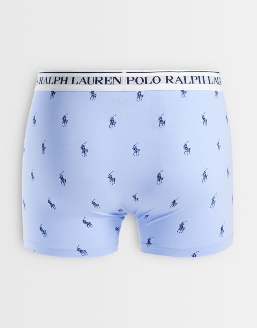 Polo Ralph Lauren – Blå mönstrade trunks, 3-pack, 3 av 3