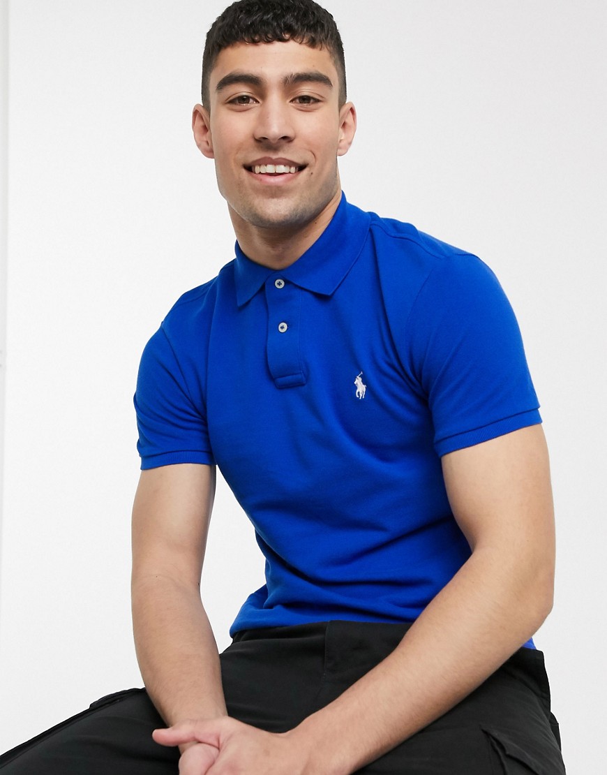 Polo Ralph Lauren – Blå pikétröja med spelarelogga och smal passform