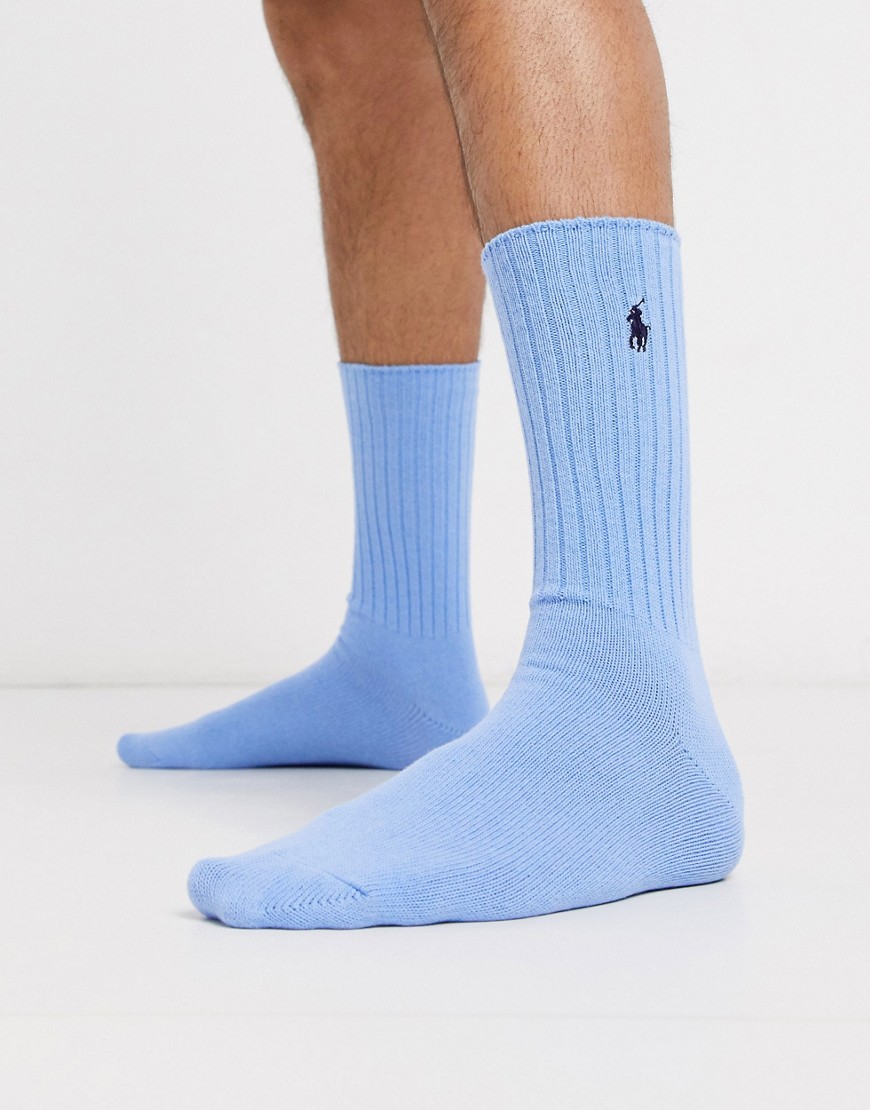 Polo Ralph Lauren – Blå, ribbade strumpor med logga