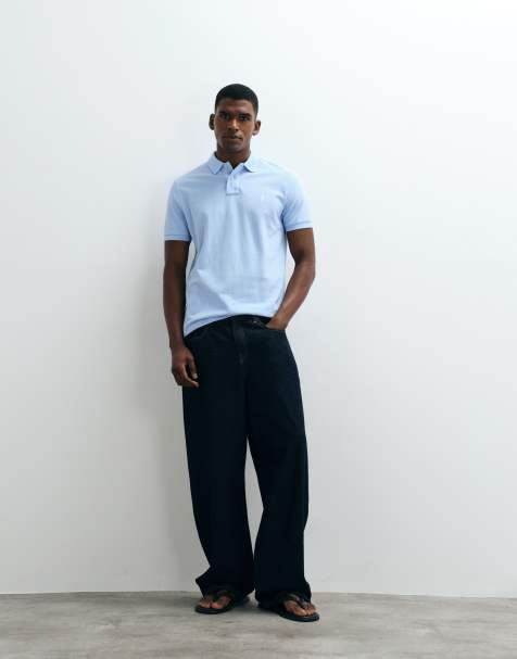 Polo Ralph Lauren - Blå skræddersyet og smal polo i bomuld med korte ærmer - view 1