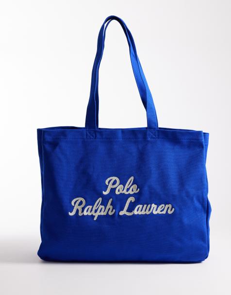 Polo Ralph Lauren – Blå, stor toteväska i canvas med skriftlogga - view 1