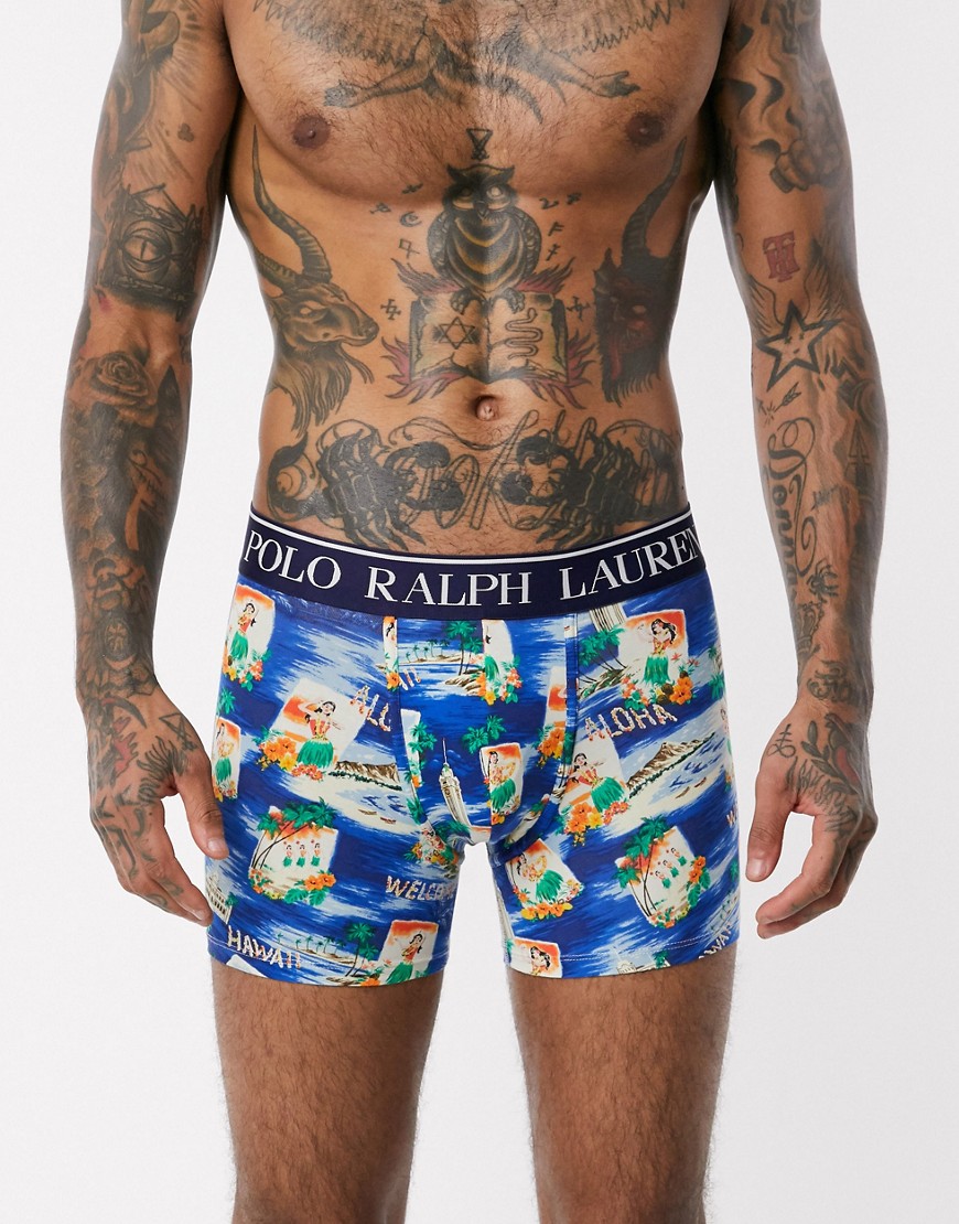 Polo Ralph Lauren – Blå trunks med Hawaiimönster-Flerfärgad
