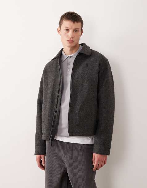 Polo Ralph Lauren - Blouson Harrington en sergé de laine doublé avec logo emblématique - Anthracite chiné - view 1