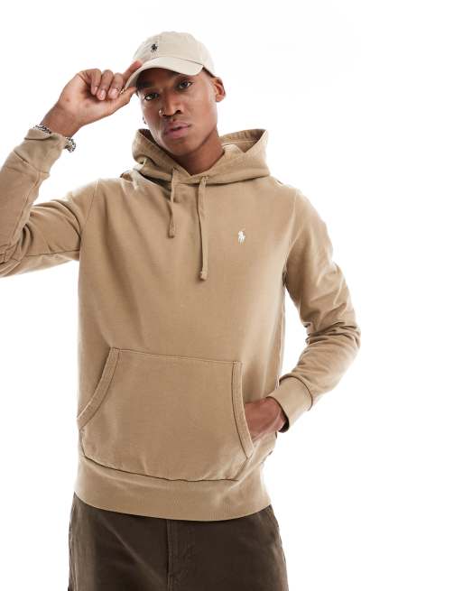 Polo Ralph Lauren – Bluza z kapturem i logo z tkaniny o pętelkowej fakturze w kolorze brązowego khaki