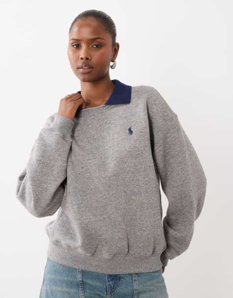 Polo Ralph Lauren bluza z kontrastowym kołnierzykiem w granatowym kolorze - view 1