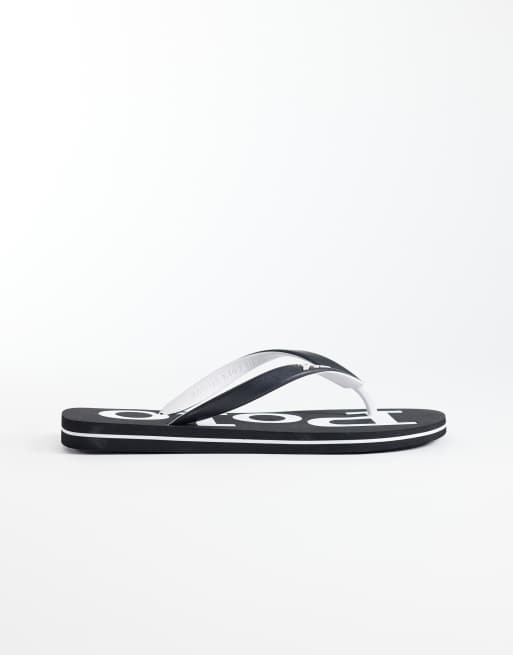 Polo Ralph Lauren bolt logo flip flop in black and white, 3 of 4