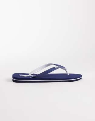  bolt logo flip flop in navy and white