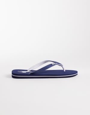 Polo Ralph Lauren bolt logo flip flop in navy and white
