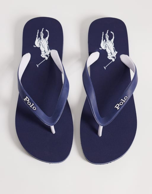 Polo Ralph Lauren bolt logo thongs in navy and white, 2 of 4