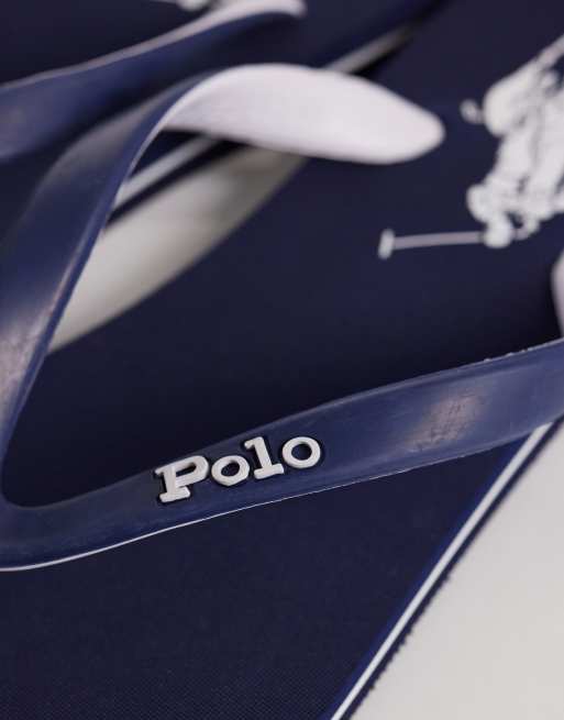Polo Ralph Lauren bolt logo thongs in navy and white, 3 of 4