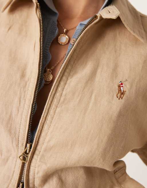 Polo Ralph Lauren - Bomberjack van linnen in lichtbruin, 2 van 4
