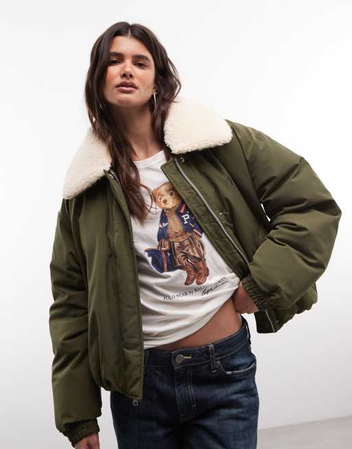 Polo Ralph Lauren bomberjacka med teddykrage i grönt, 2 av 4