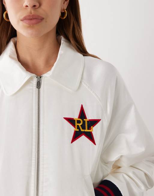 Polo Ralph Lauren – Bomberjacke in Weiß mit Grafik, 3 von 4
