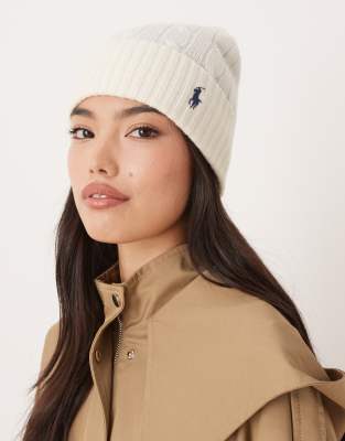 Polo Ralph Lauren - Bonnet en laine - Crème-Blanc