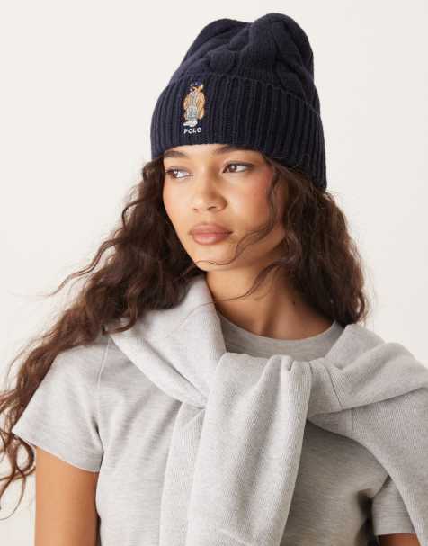 Polo Ralph Lauren - Bonnet en laine mélangée à logo Polo Bear - Bleu marine - view 1