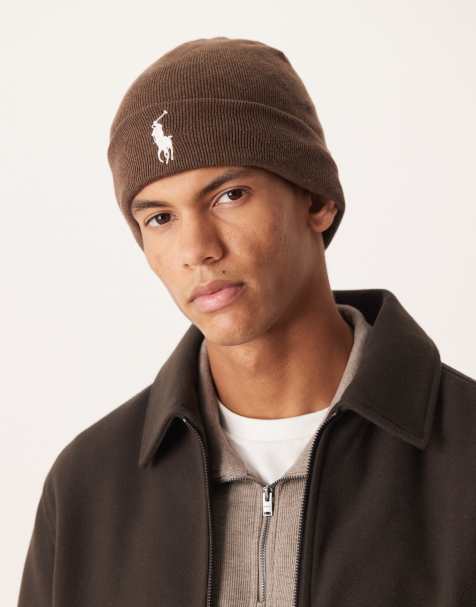 Polo Ralph Lauren - Bonnet en maille de coton à logo emblématique - Marron chiné et crème - view 1