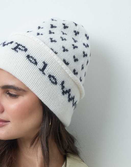 Polo Ralph Lauren bonnet imprimé de Noël crème et marine, 2 de 3
