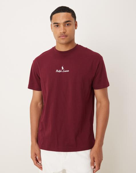 Polo Ralph Lauren central script icon logo t-shirt classic oversized fit in burgundy