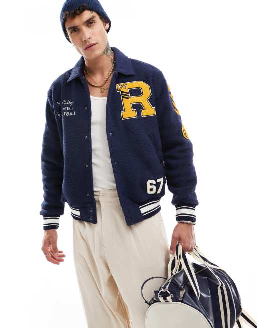 Polo Ralph Lauren borg badge baseball jacket in navy ASOS