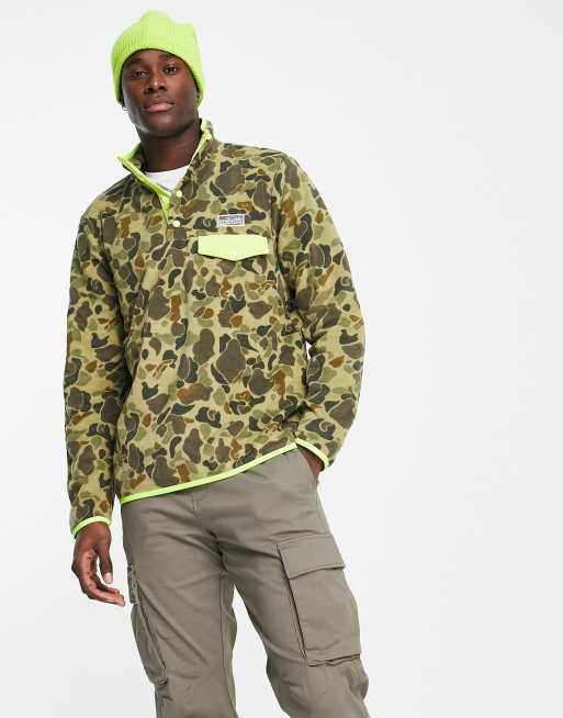 Polo Ralph Lauren borg contrast pocket camo print half zip sweatshirt in  dark green | ASOS