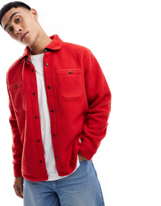 Polo Ralph Lauren borg overshirt in red | ASOS